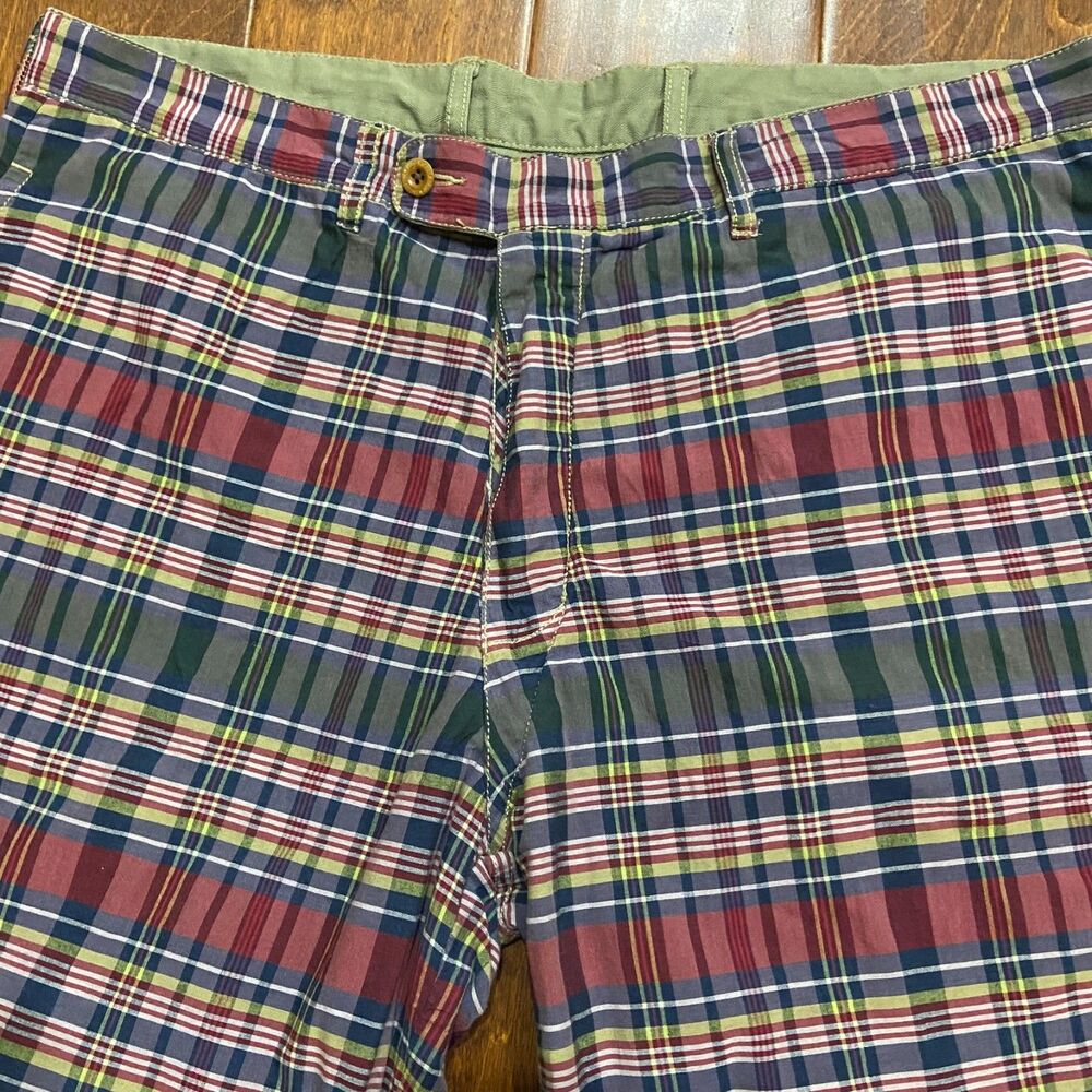 Polo Ralph Lauren Vintage Madras Reversible Shorts Plaid Tan Men's Size 34 - Picture 2 of 9